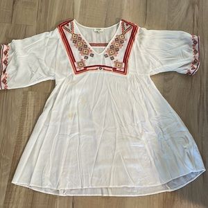 Umgee Embroidered White Flowy Dress- Medium